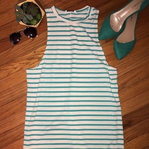 Aqua and white striped tunic